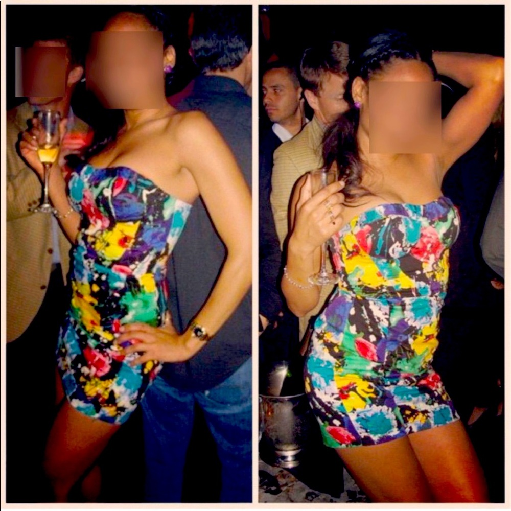 Multicolor strapless mini dress